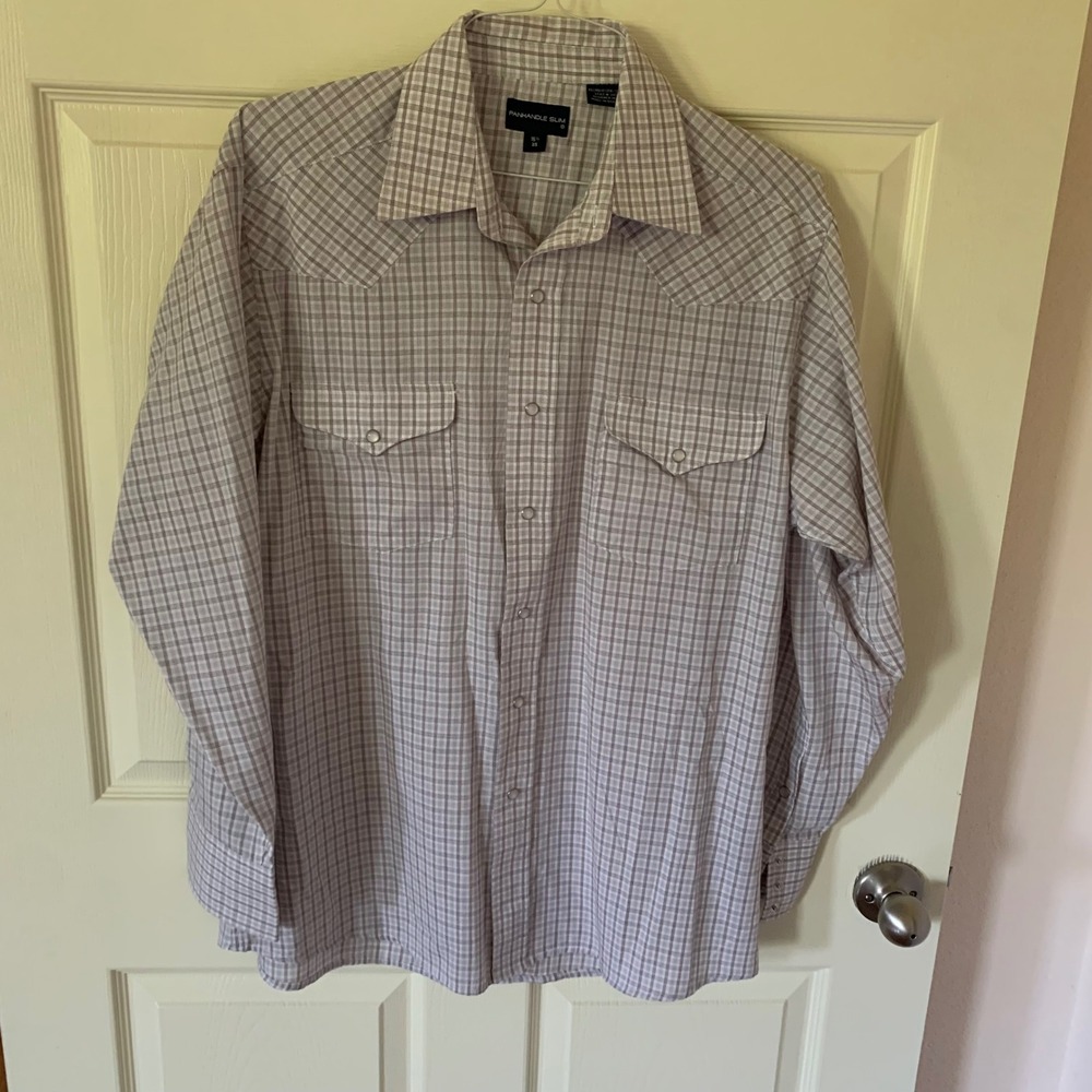 Panhandle Slim 16.5x35 L‎ Western Shirt Plaid Pearl Snap Long Sleeve Yoke